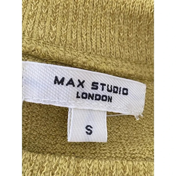 Max Studio Ruched 3/4 Sleeve Chartreuse Green Sweater Size Small - Picture 3 of 7